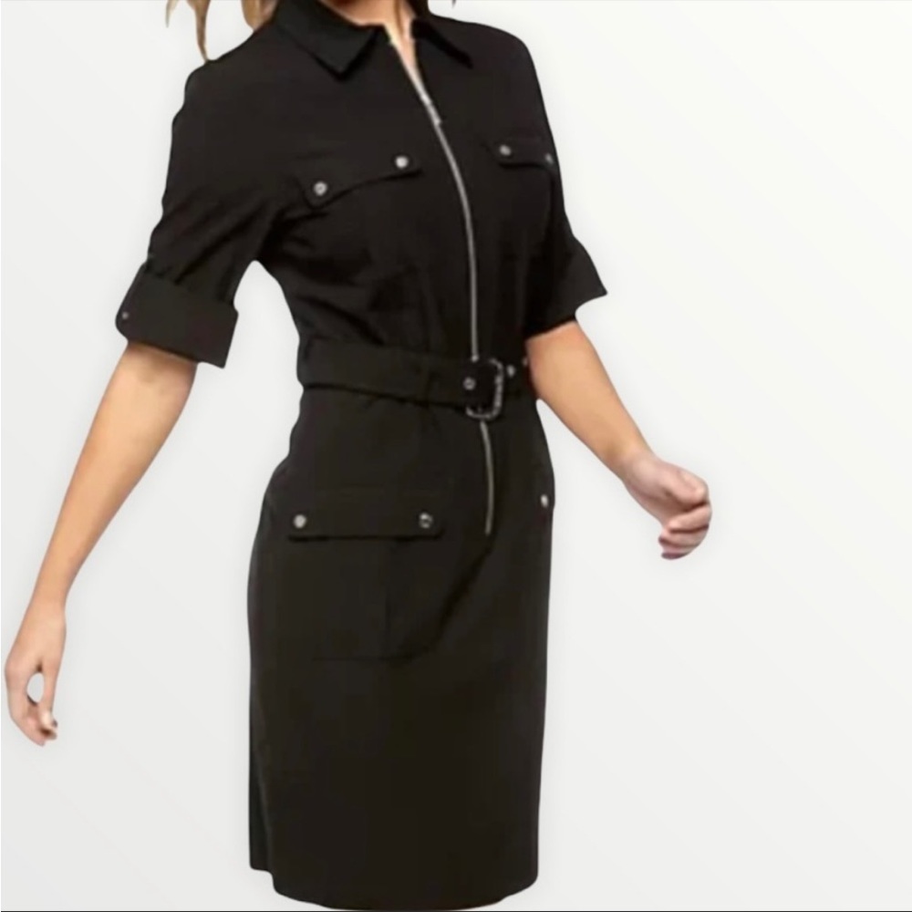 MICHAEL Michael Kors Womens Short Sleeve Pockets‎ Brown Collared Dress Large - Picture 6 of 16